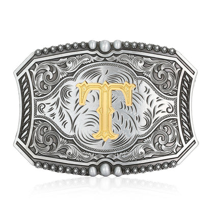A-Z Retro Lettered Denim Belt Buckle
