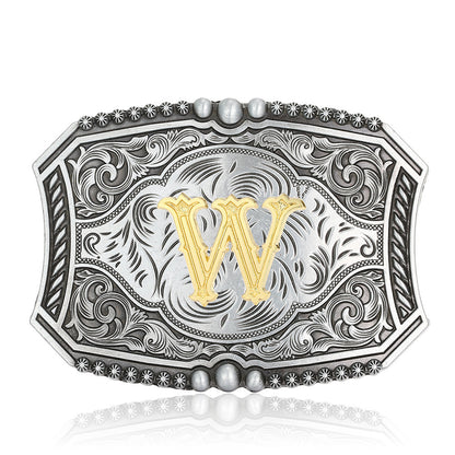A-Z Retro Lettered Denim Belt Buckle