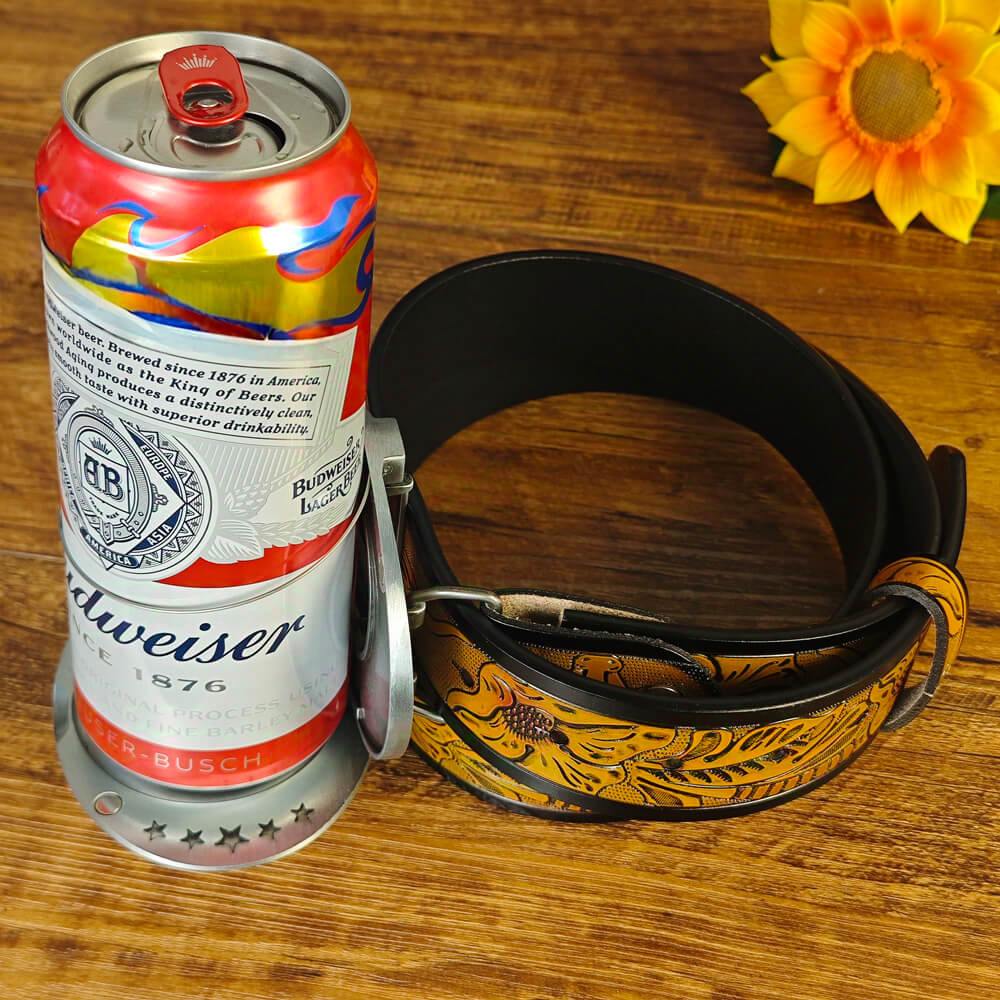 Hands-free beer holder belt for parties or BBQs