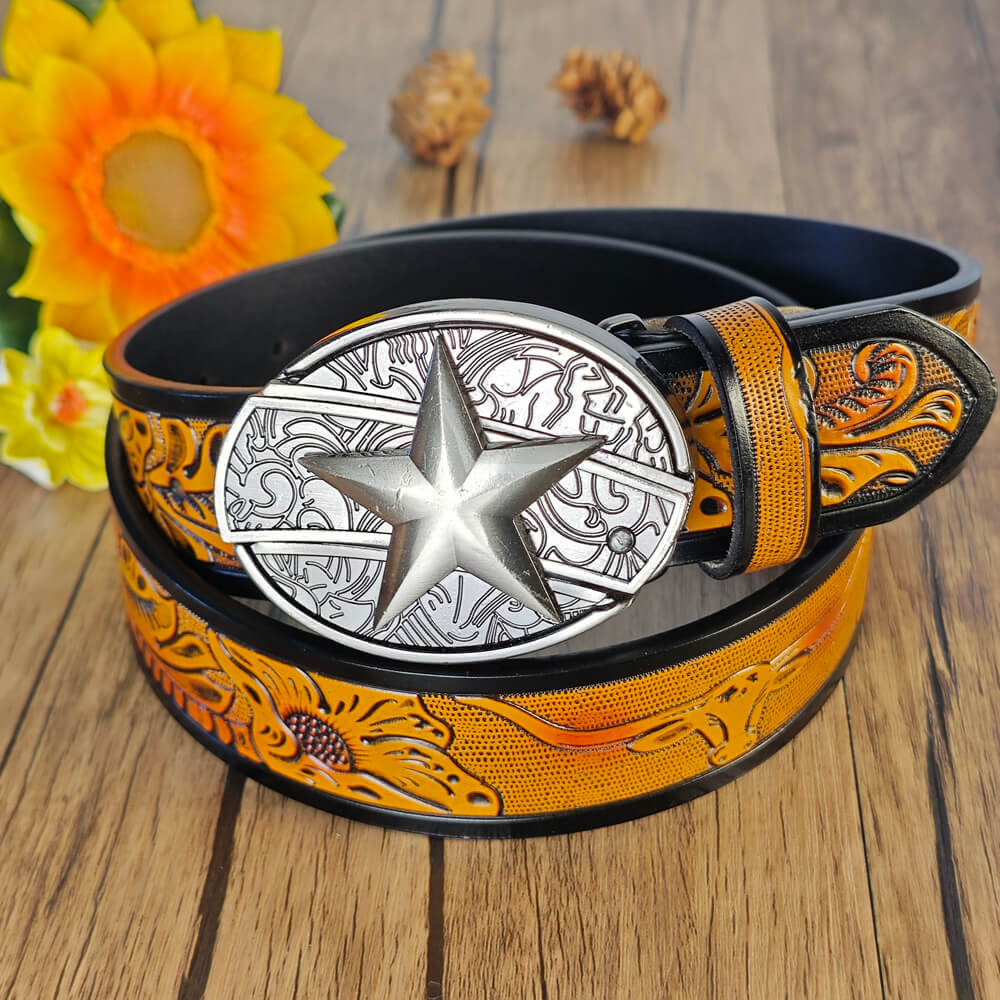 Western Cowboy Belt With Belt Buckle