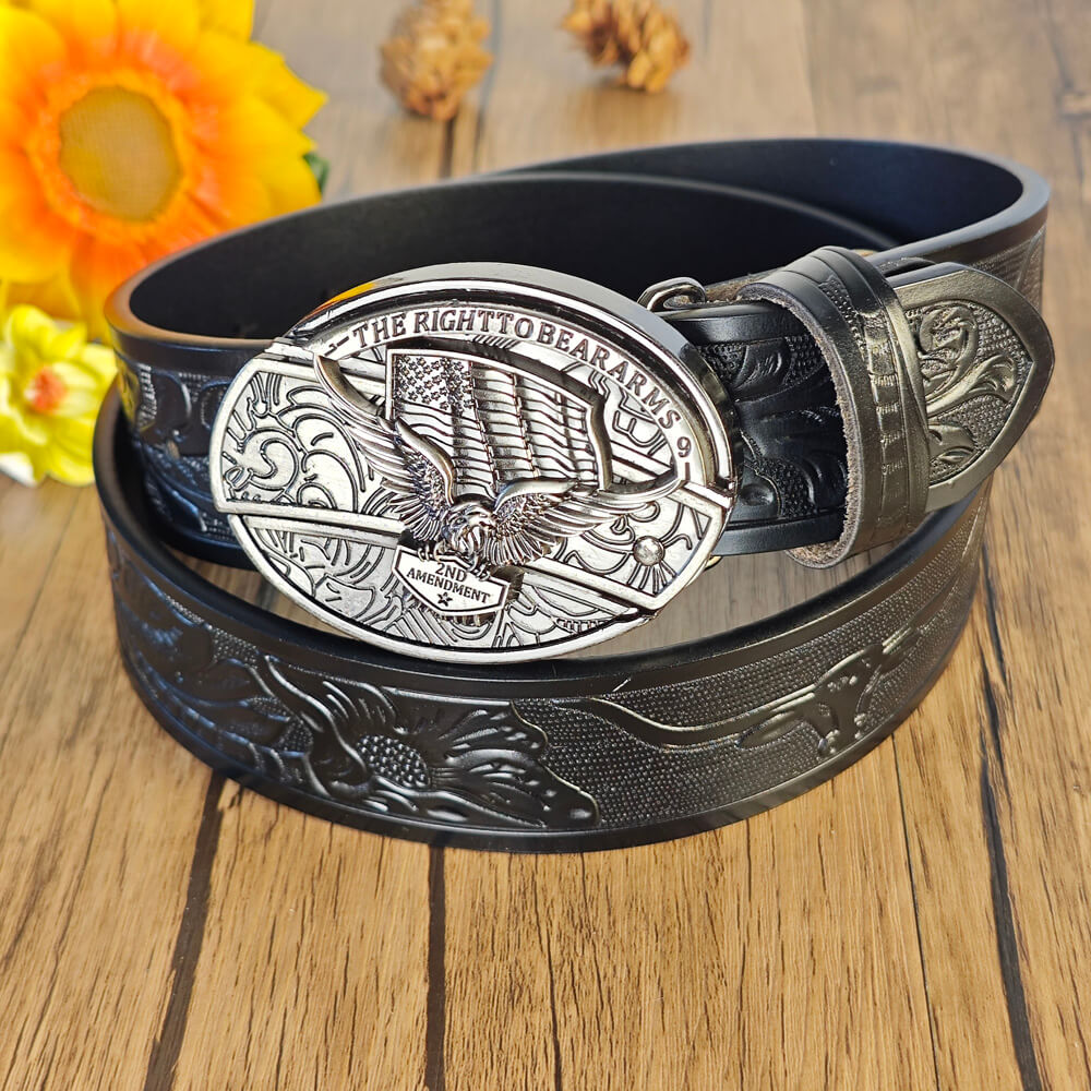 Western Cowboy Black Belt With Belt Buckle