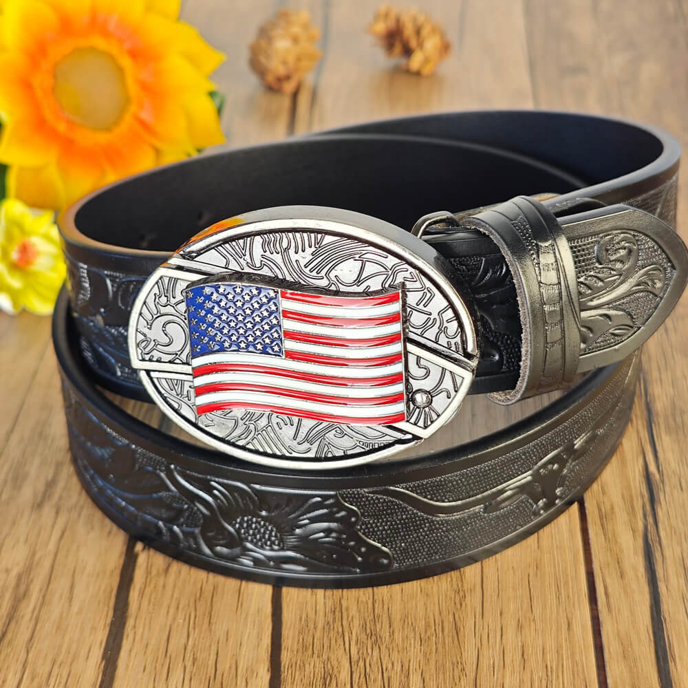 Western Cowboy Black Belt With Belt Buckle
