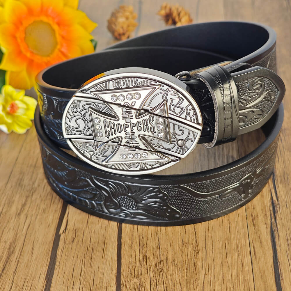 Western Cowboy Black Belt With Belt Buckle