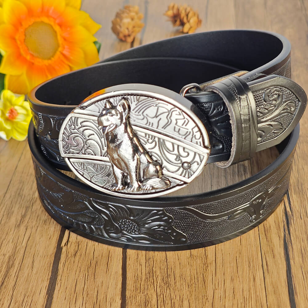 Western Cowboy Black Belt With Belt Buckle