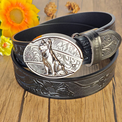 Western Cowboy Black Belt With Belt Buckle