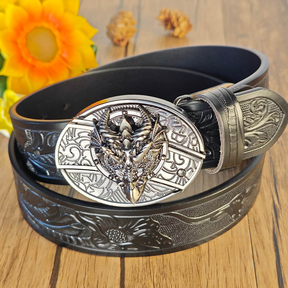 Western Cowboy Black Belt With Belt Buckle