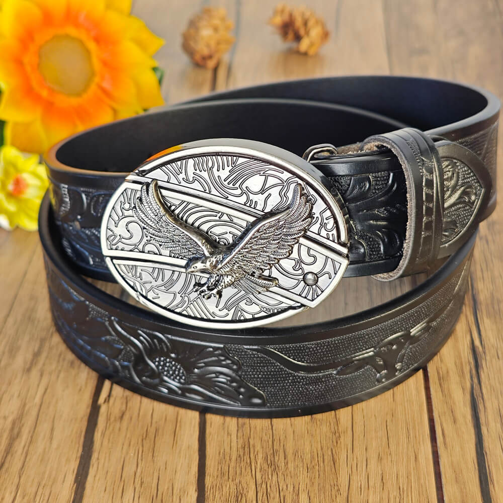 Western Cowboy Black Belt With Belt Buckle