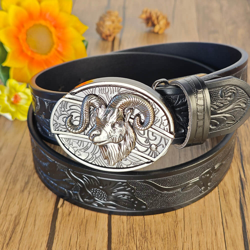 Western Cowboy Black Belt With Belt Buckle