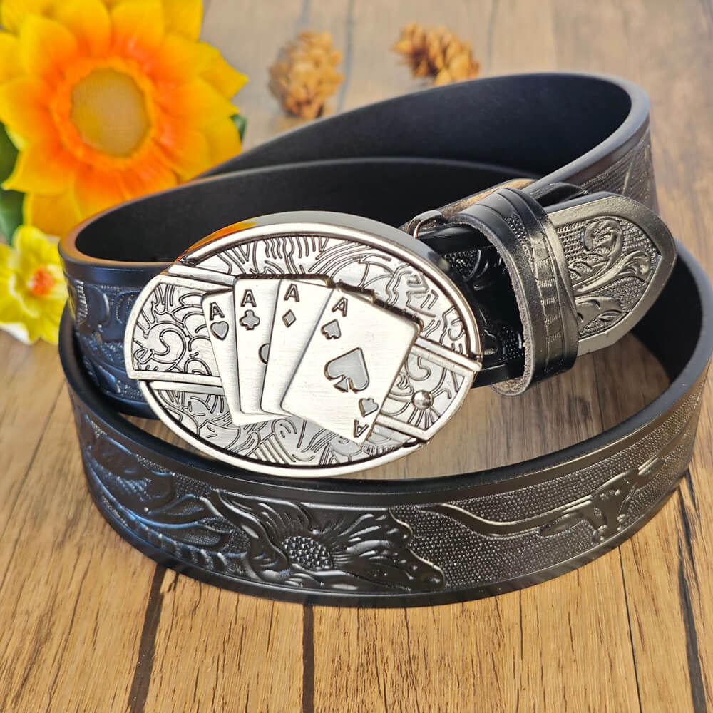 Western Cowboy Black Belt With Belt Buckle