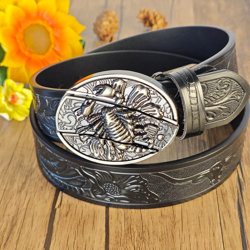 Western Cowboy Black Belt With Belt Buckle