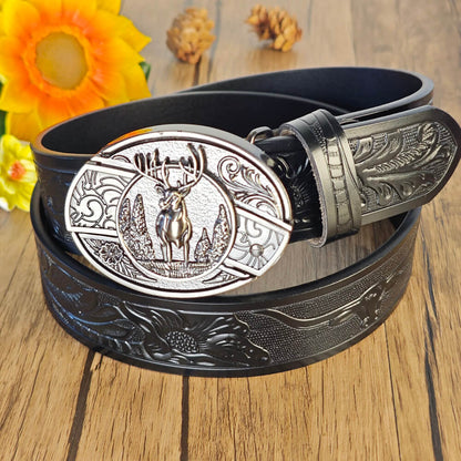 Western Cowboy Black Belt With Belt Buckle