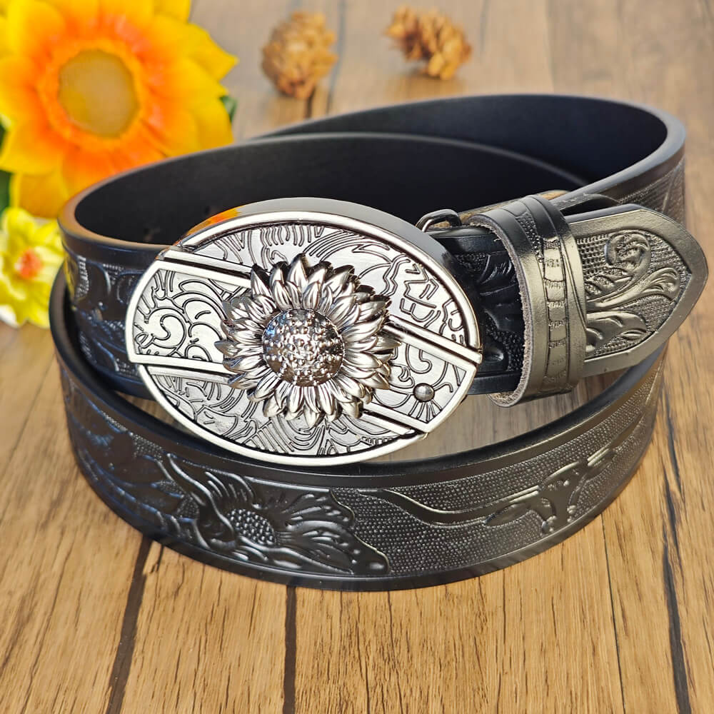 Western Cowboy Black Belt With Belt Buckle