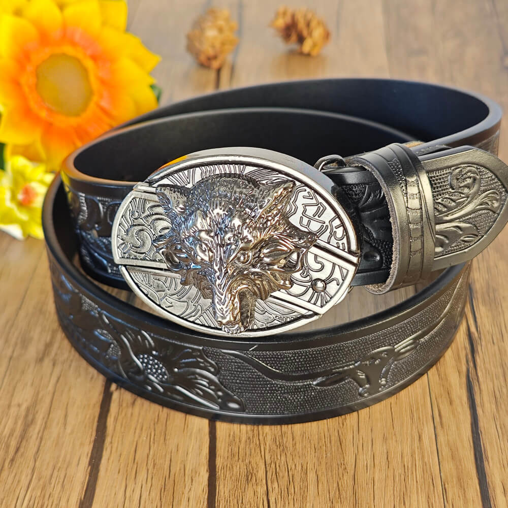 Western Cowboy Black Belt With Belt Buckle