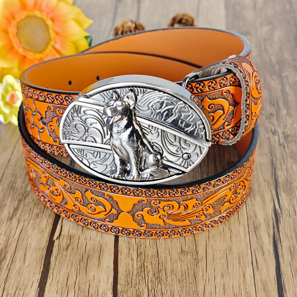 Western Orange geprägter Gürtel mit Gürtelschnalle