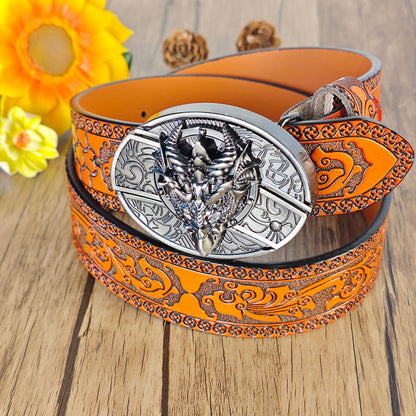 Western Orange geprägter Gürtel mit Gürtelschnalle
