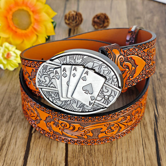 Cinturón con relieve naranja occidental y hebilla