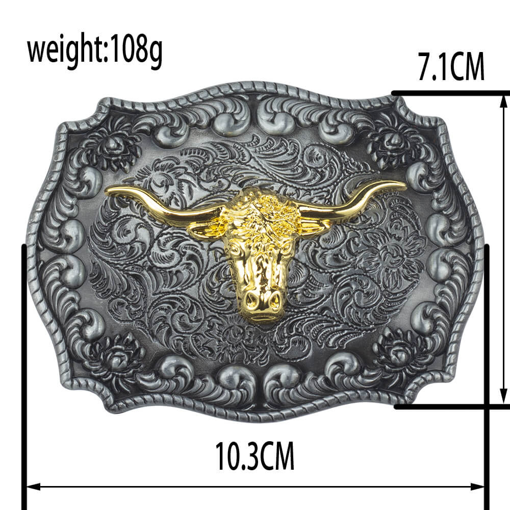 Western Longhorn Bull Belt Buckle – Vintage Cowboy Rodeo Style