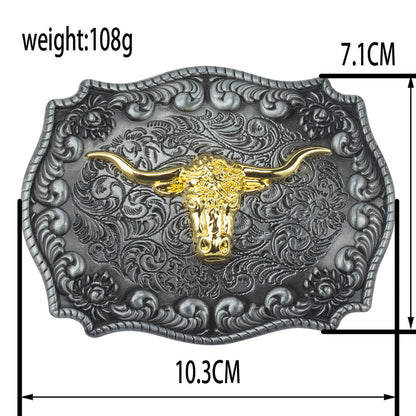 Western Longhorn Bull Belt Buckle – Vintage Cowboy Rodeo Style