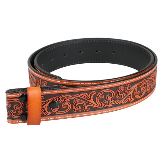 Western Style Carved Belt Without Buckle