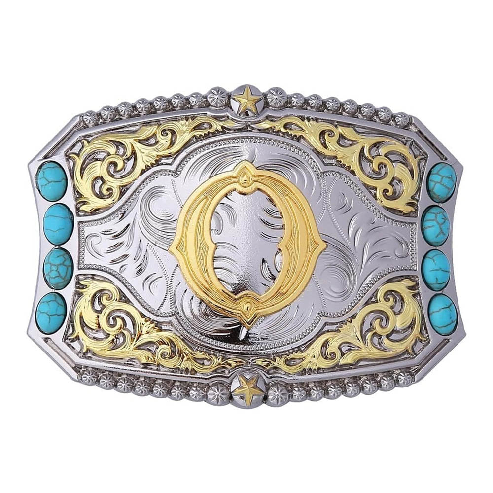Western Turquoise Initial Letter Belt Buckle