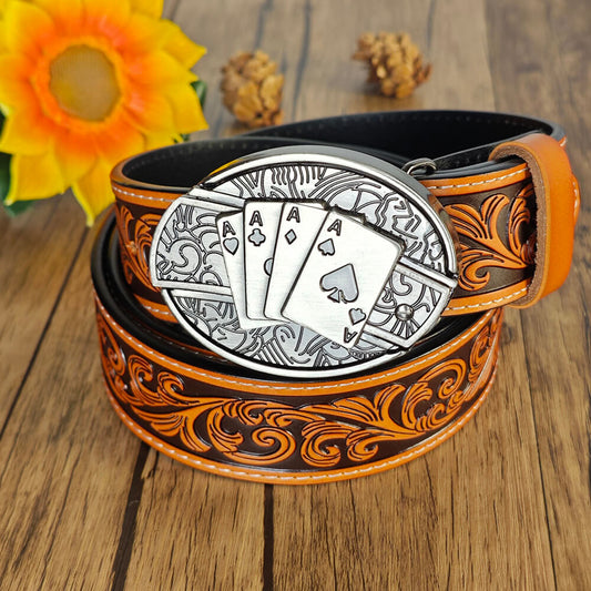 Western Embossed Leather Belt – Classic Country Style