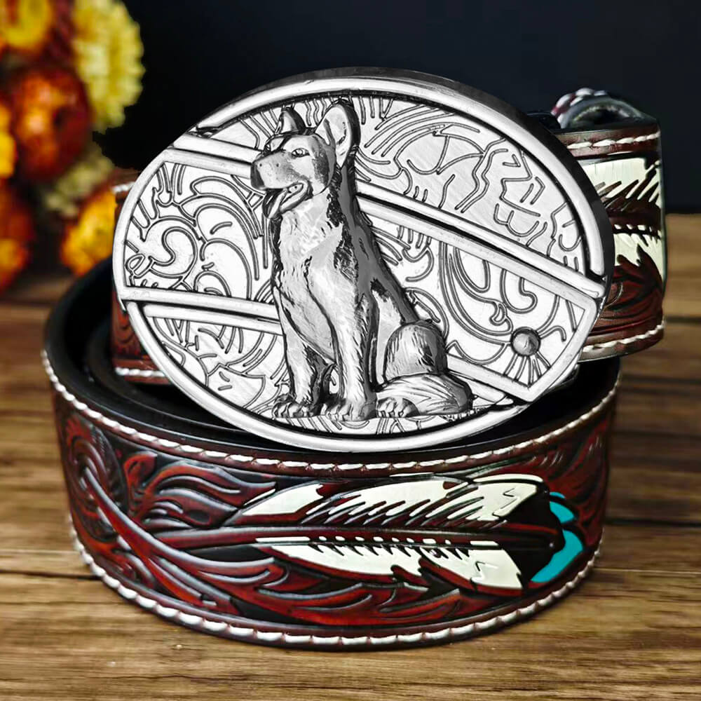 Western Feather Embossed EDC Belt with Multi-Function Buckle