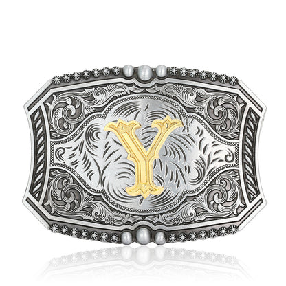 A-Z Retro Lettered Denim Belt Buckle