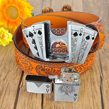 Western Embossed Belt with Lighter Buckle