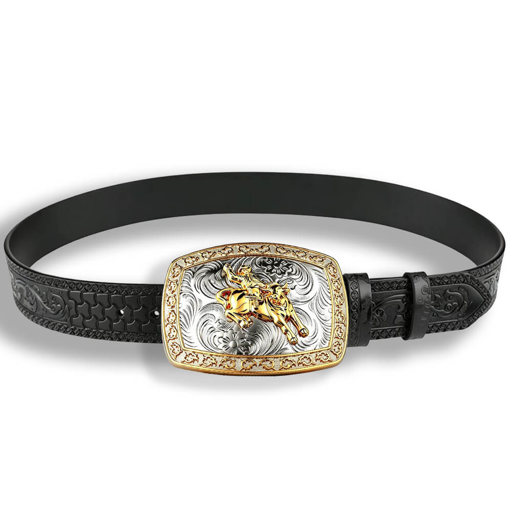 Two-Tone Cowboy Western Leather Belt