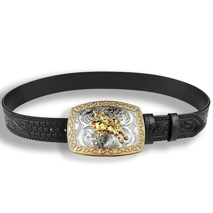 Two-Tone Cowboy Western Leather Belt