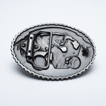 Wolf & Motorcycle Western Belt Buckle