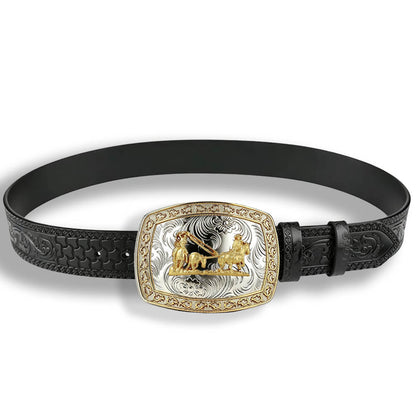 Two-Tone Cowboy Western Leather Belt