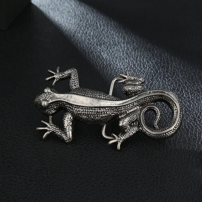 Antique Silver Gecko Lizard Belt Buckle - Vintage Southwestern Style