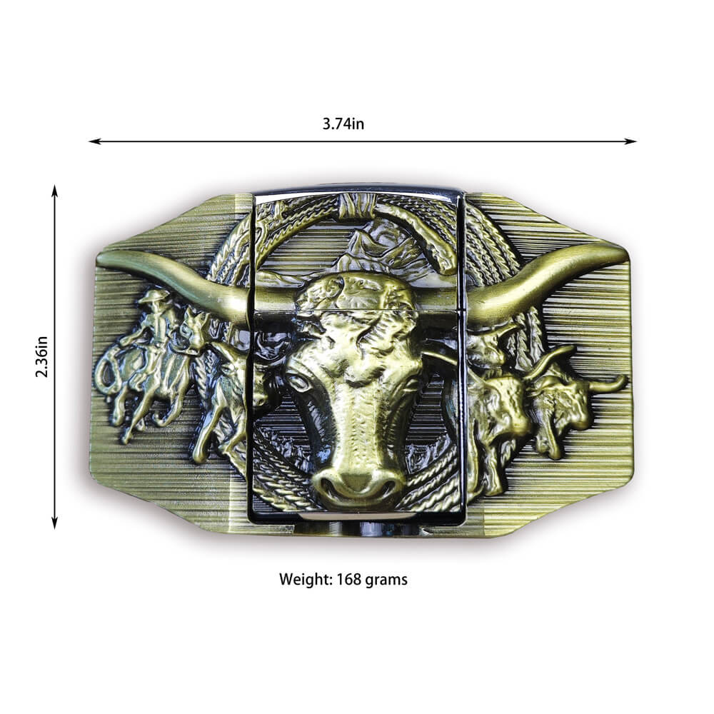 Western Longhorn Lighter Belt Buckle