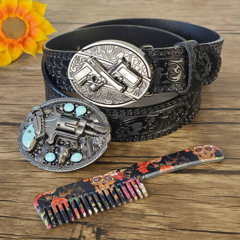 Western Gun Design Belt Set
