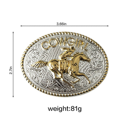 Two-Tone Cowgirl Up Western Belt Buckle