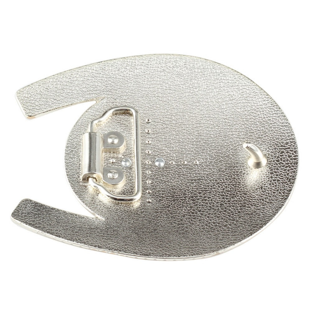 Two-Tone Horseshoe Horse Head Belt Buckle - Western Rodeo Style