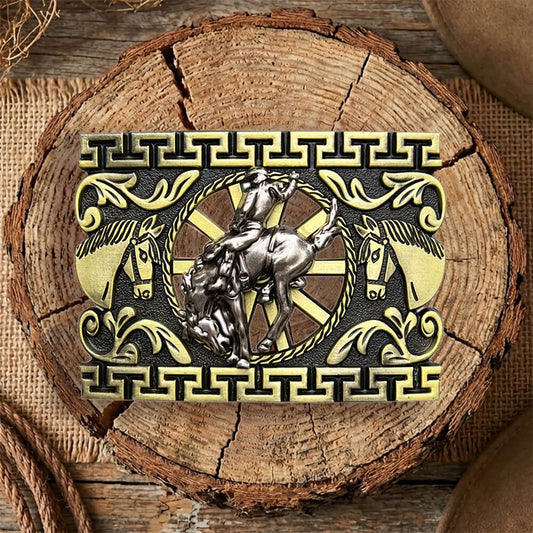 Rodeo Bull Rider Belt Buckle – Western Cowboy 3D Design