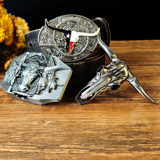 Texas Longhorn-Themed Belt and EDC Tool Accessory Set