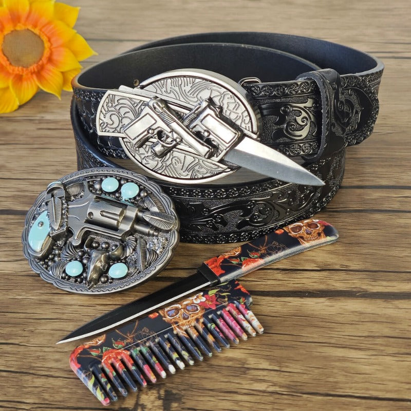 Western Gun Design Belt Set