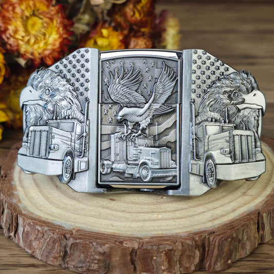 Western Eagle Head Belt Buckle with Built-in Lighter – American Style