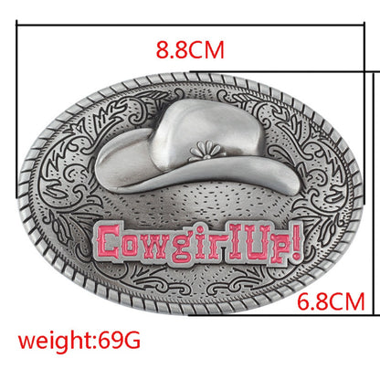 COWGIRLUPA Western Belt Buckle - Vintage Cowboy Hat Design