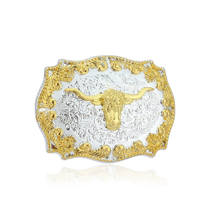 Hebilla de cinturón con diseño de animal dorado del oeste