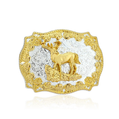 Hebilla de cinturón con diseño de animal dorado del oeste
