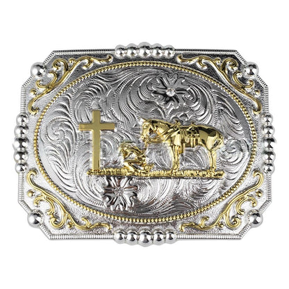 Large golden animal-pattern western belt buckle
