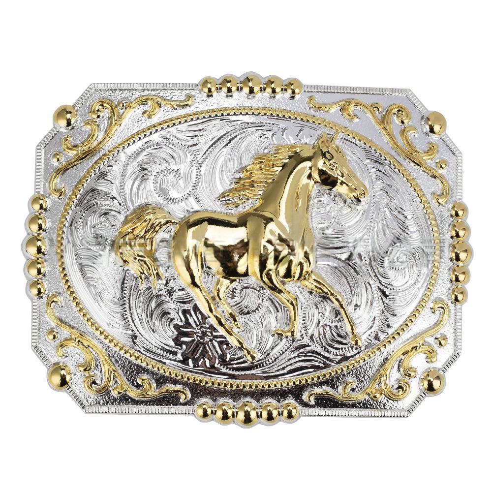 Large golden animal-pattern western belt buckle