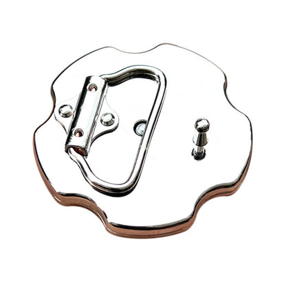 Back of revolver belt buckle showing clasp and loop structure.