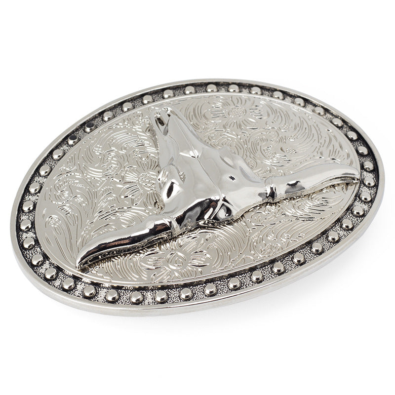 Texas Longhorn Bull Head Western Belt Buckle