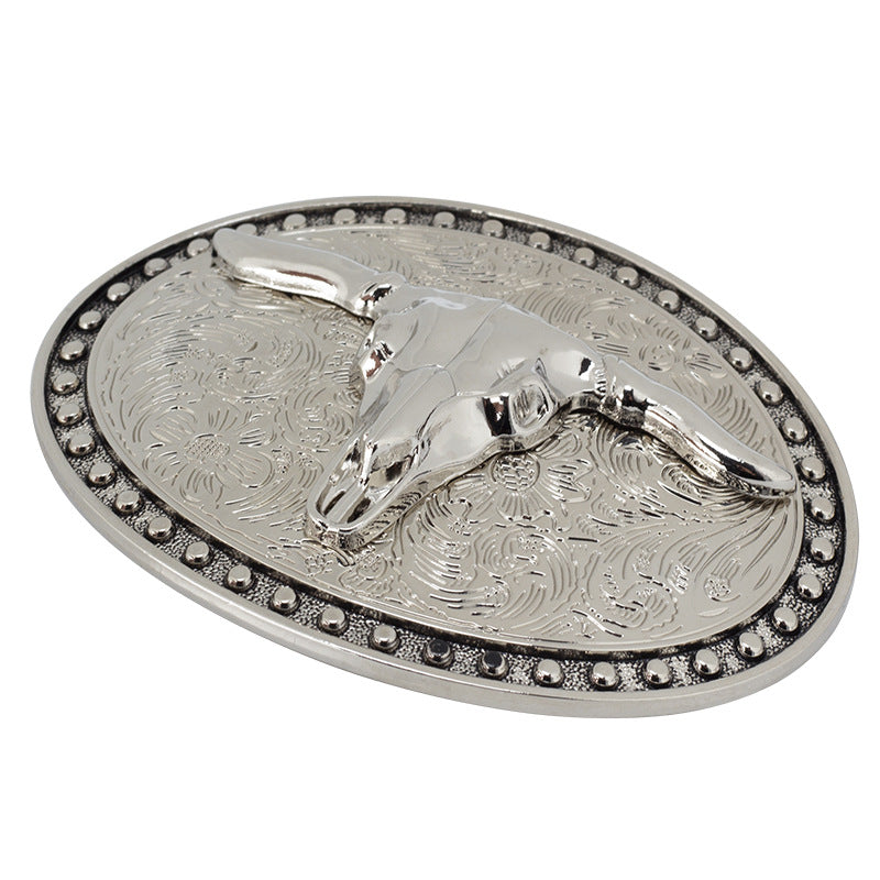 Texas Longhorn Bull Head Western Belt Buckle