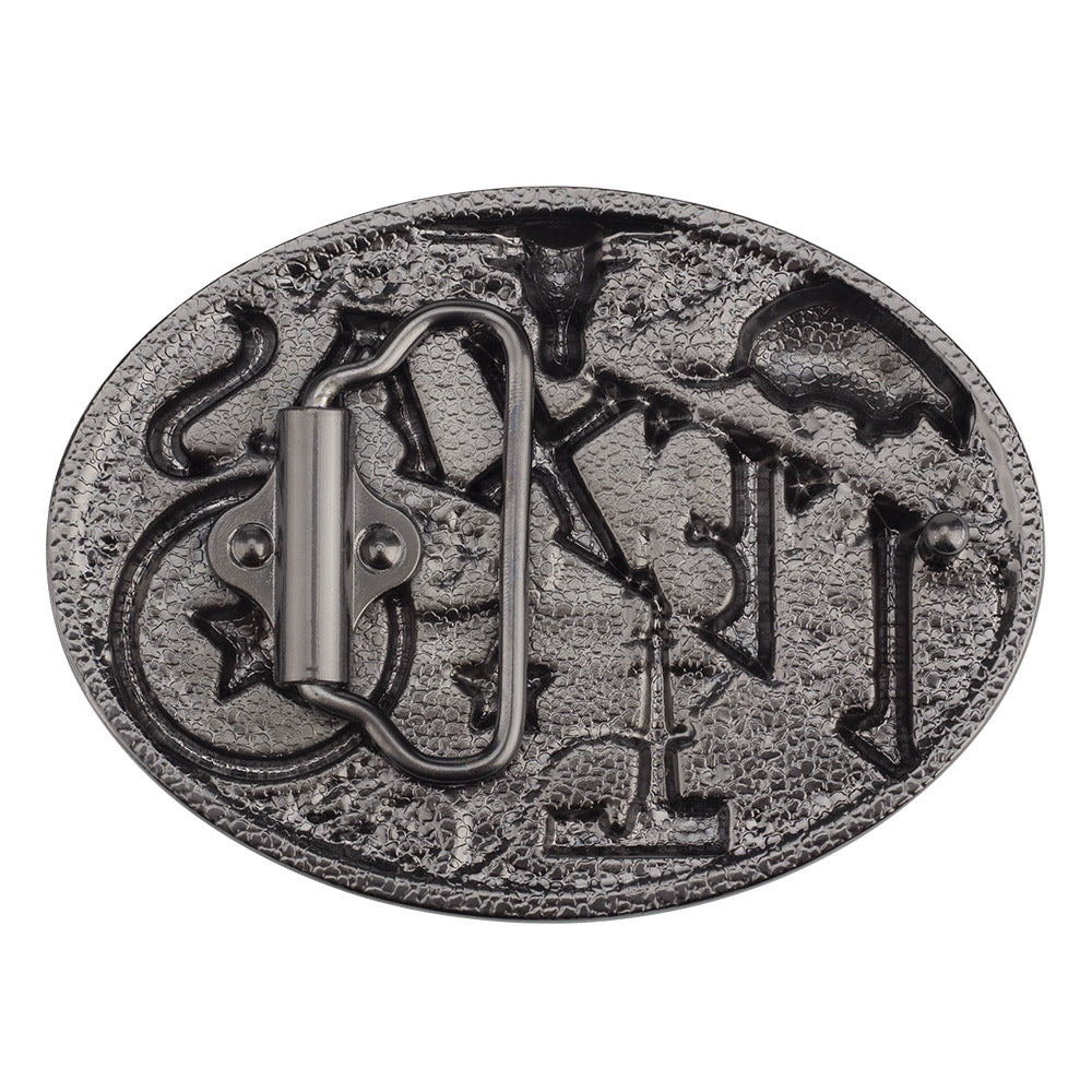 Texas Longhorn belt buckle with five-pointed star and bull head design